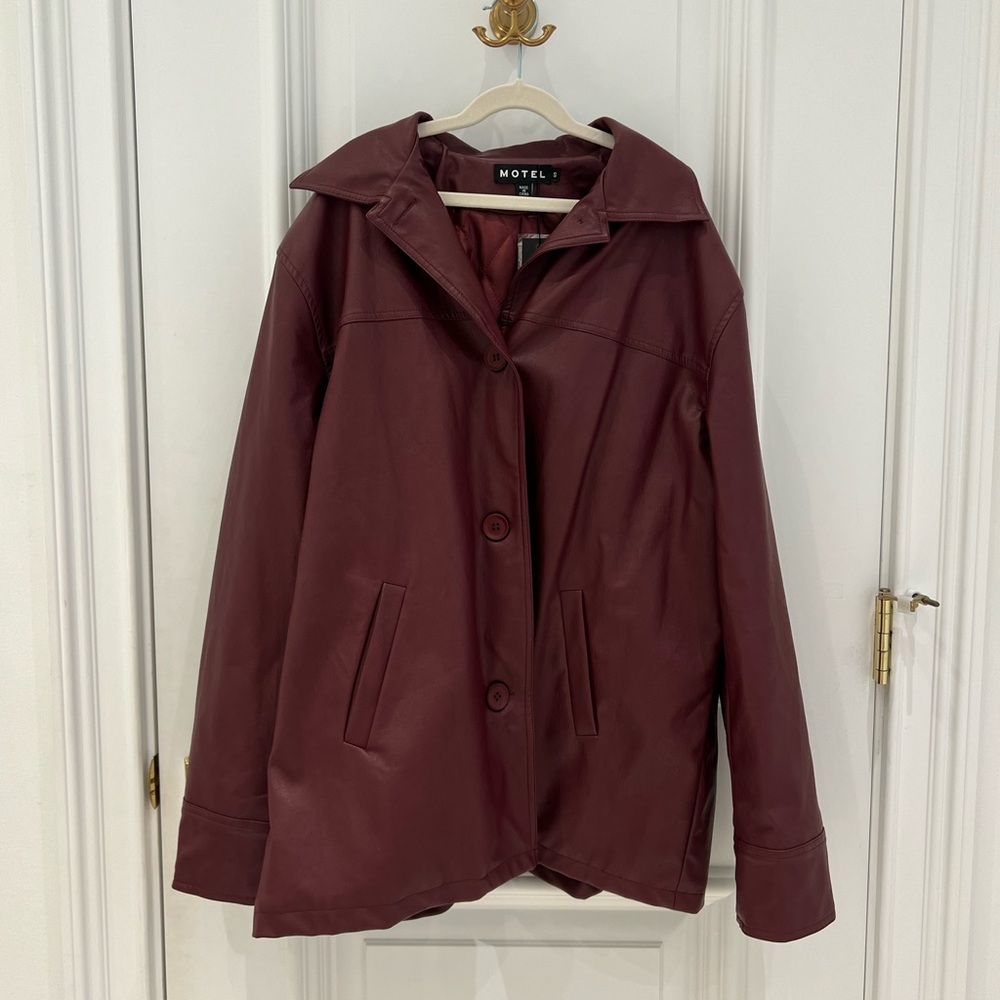 Motel Rocks Small Maroon Leather Jacket